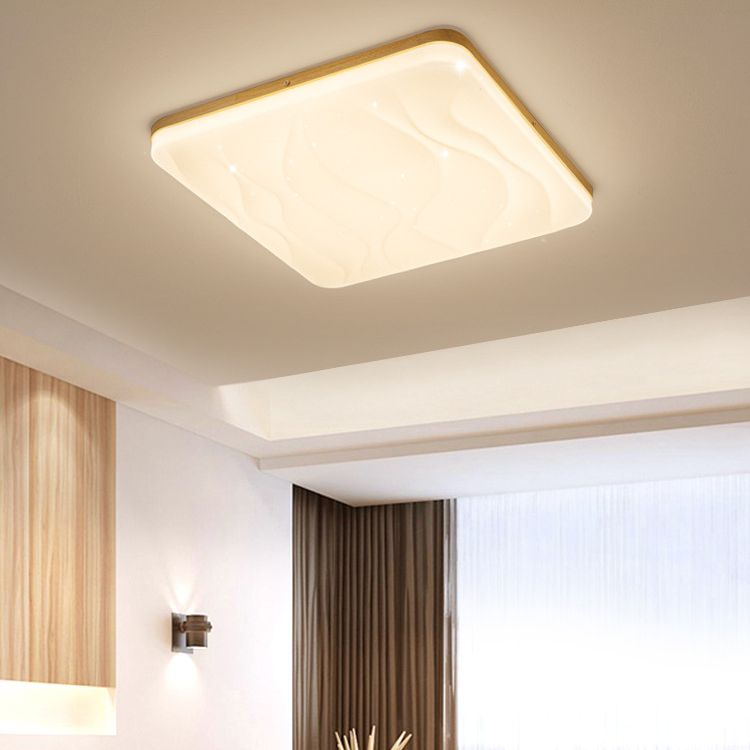 Modern LED Ceiling Mount Light Wooden Ceiling Lamp with Acrylic Shade for Bedroom