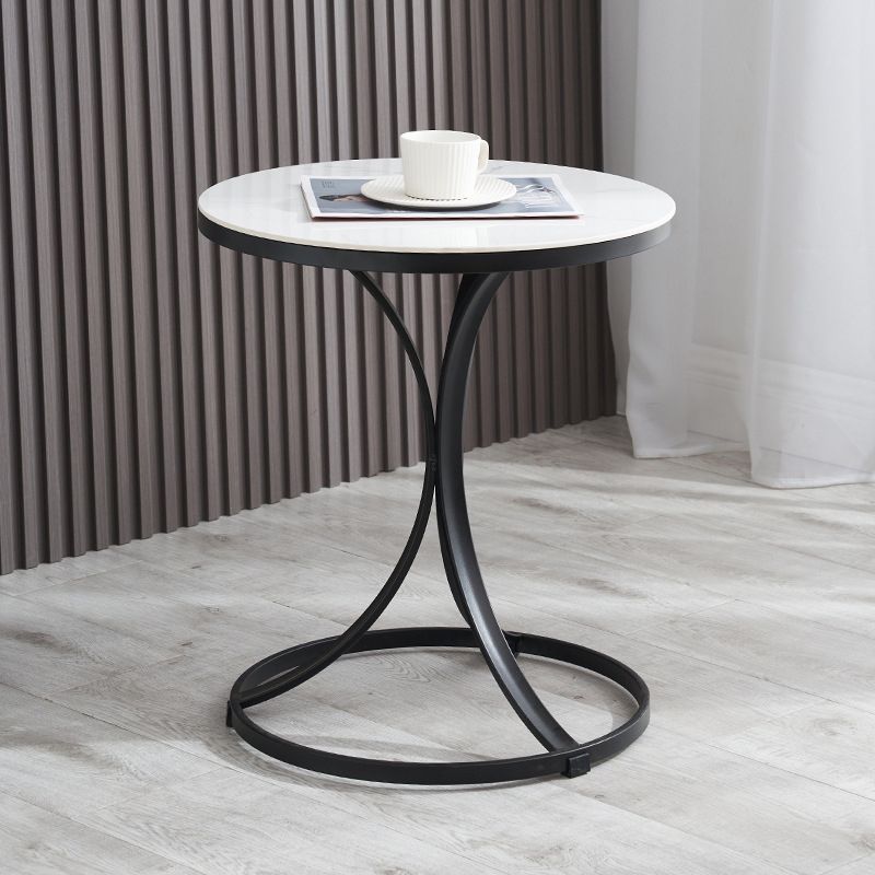 Faux Marble Top End Table Modern 21.6 "Tall Pedestal Side Table