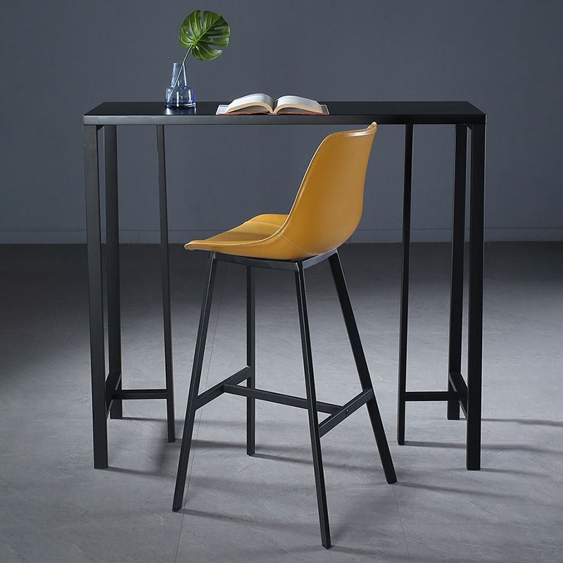 Contemporary Indoor Rectangle Trestle Bar Dining Table with Metal Legs
