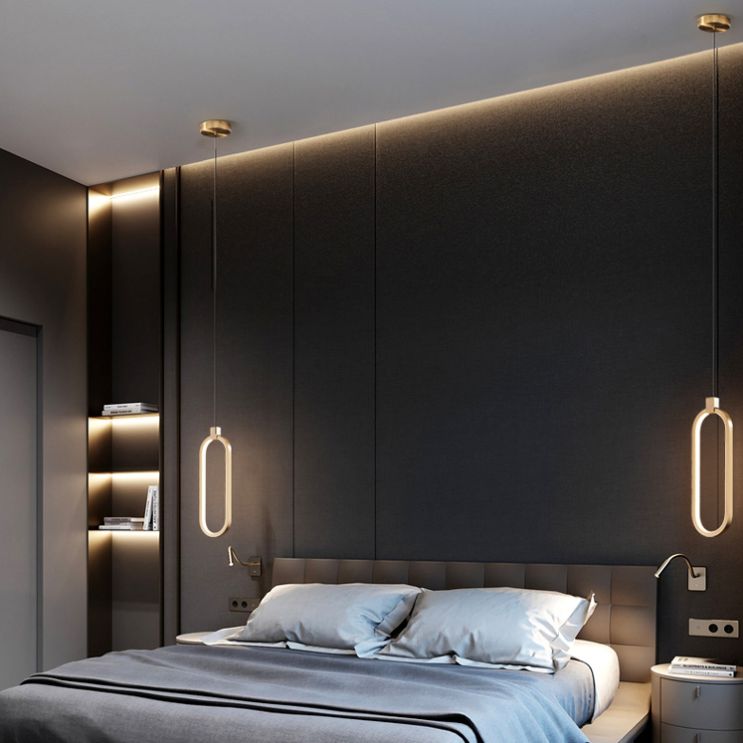 Minimalist LED Hanging Ceiling Light Aluminum 1-Light Linear Ceiling Pendant Light