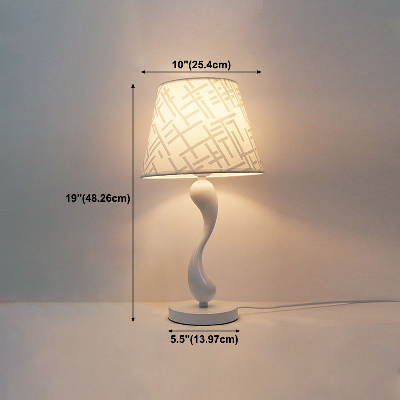 Cone Shape Bedroom Table Lamp Fabric Minimalist-Style Night Table Lamp