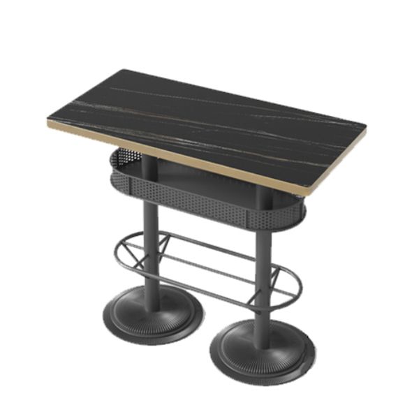 Industrial Style Bar Wine Table Black Color Bar Dining Table with Storage