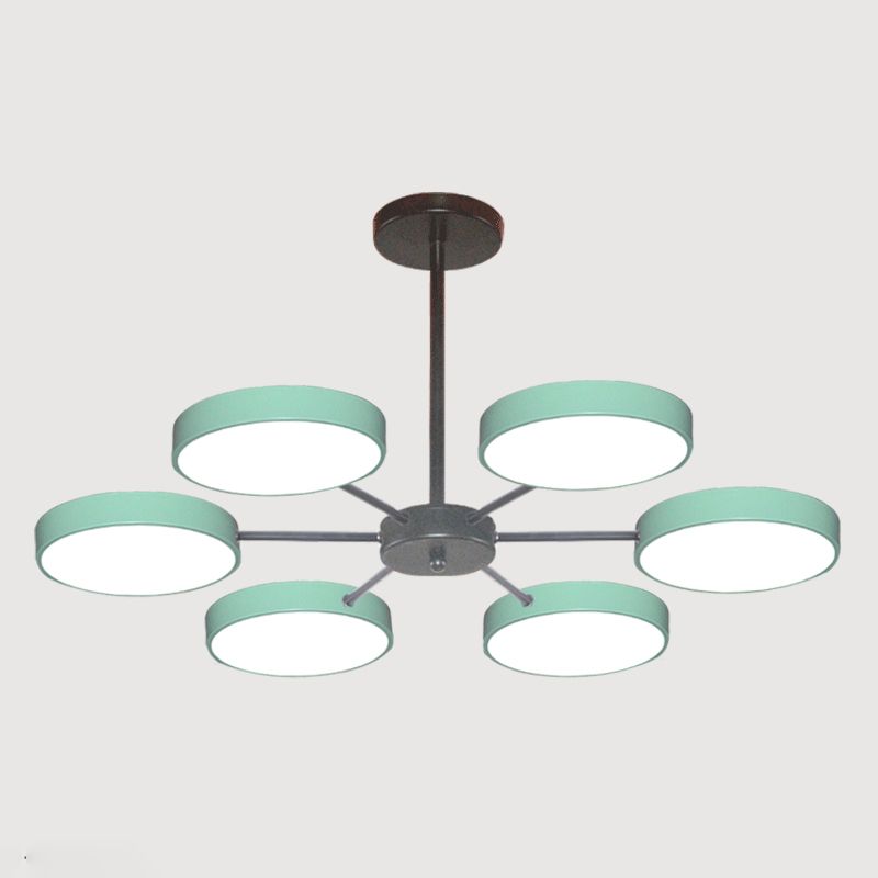 Modern Metal Chandelier Light Fixtures Round Multi-Head Suspension Pendant Lamps