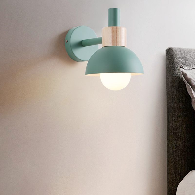 Macaron Dome Shade Wall Sconce Metal 1 Light Sconces for Bedroom