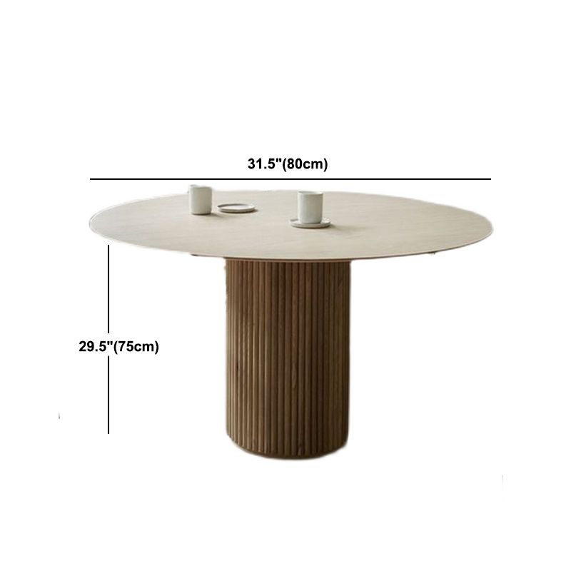 Modern Natural Pedestal Dining Table Round Solid Wood Dining Site Table