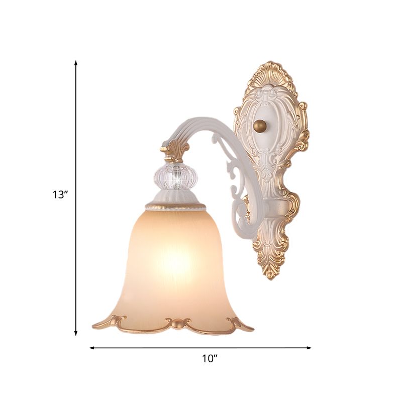 Braccio piumino camera da letto parete leggera classica vetro smerigliato 1 lampadina beige wall sconce lampada