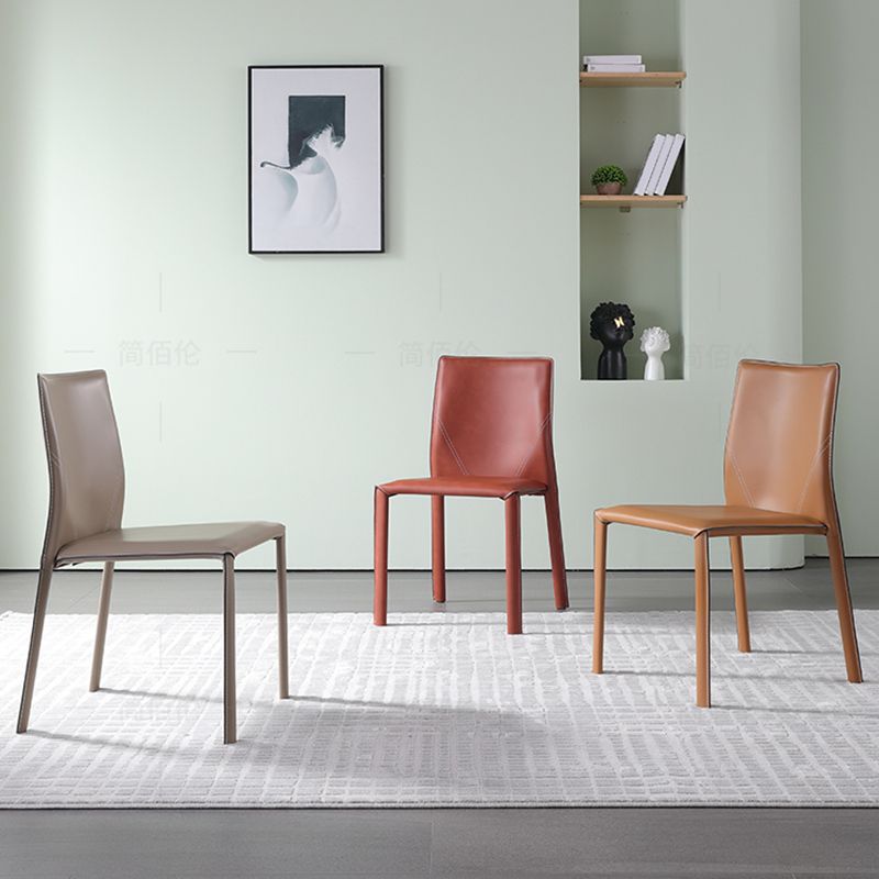 Designer Style Armless Chair Solid Back Side Leather Chair for Restaurant