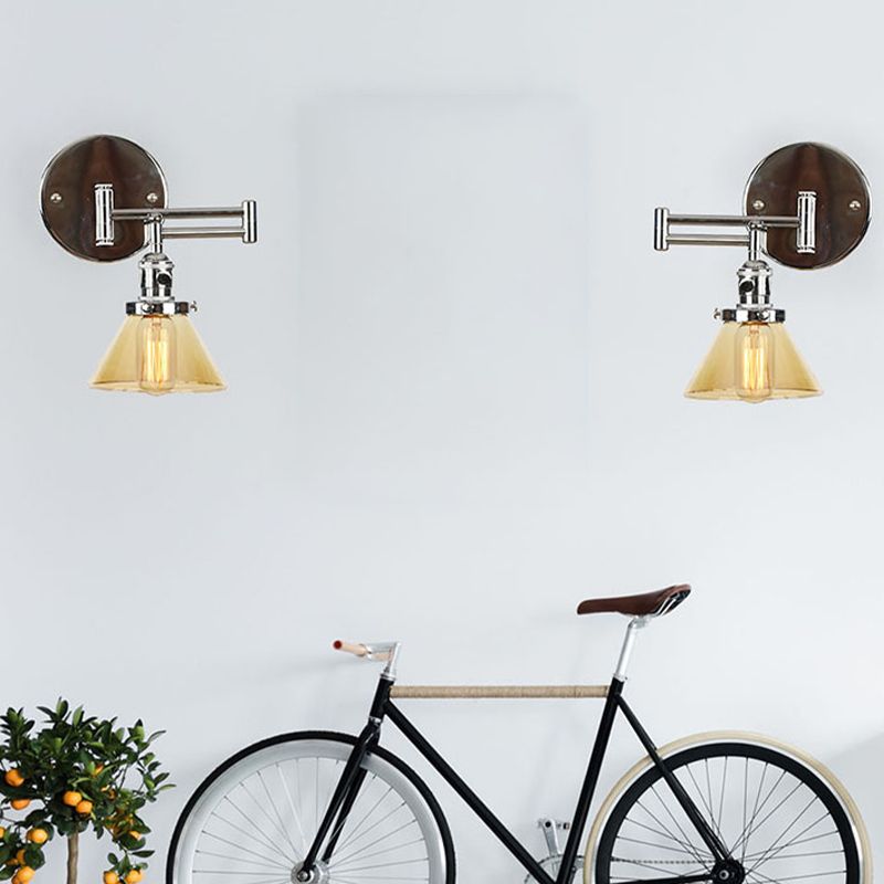 Adjustable Industrial Sconce Light Glass 1-Light Sconce Light Fixture