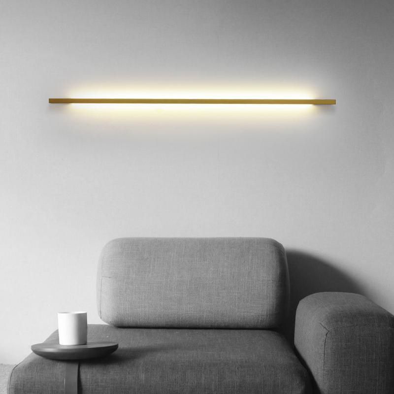 Single Modern Black/Golden Wall Mounted Sconce Linear Wall Light for Living Room