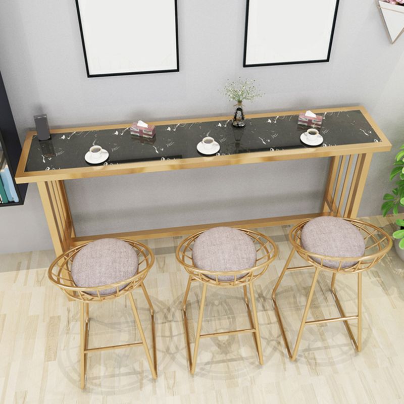 Modern Bar Height Table Faux Marble Top Bistro Table with Gold Base