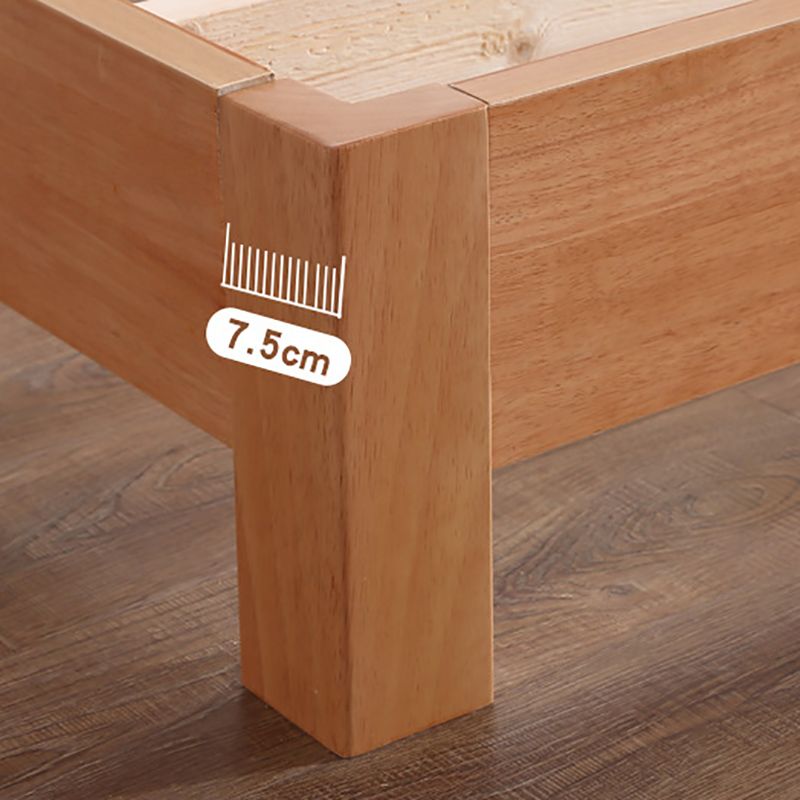 Solid Wood Standard Bed Contemporary Rubberwood Platform Bed with Legs