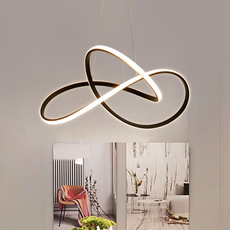 Acrílico espiral colgante lámpara de lámpara de estilo simple led lacera negra lámpara colgante