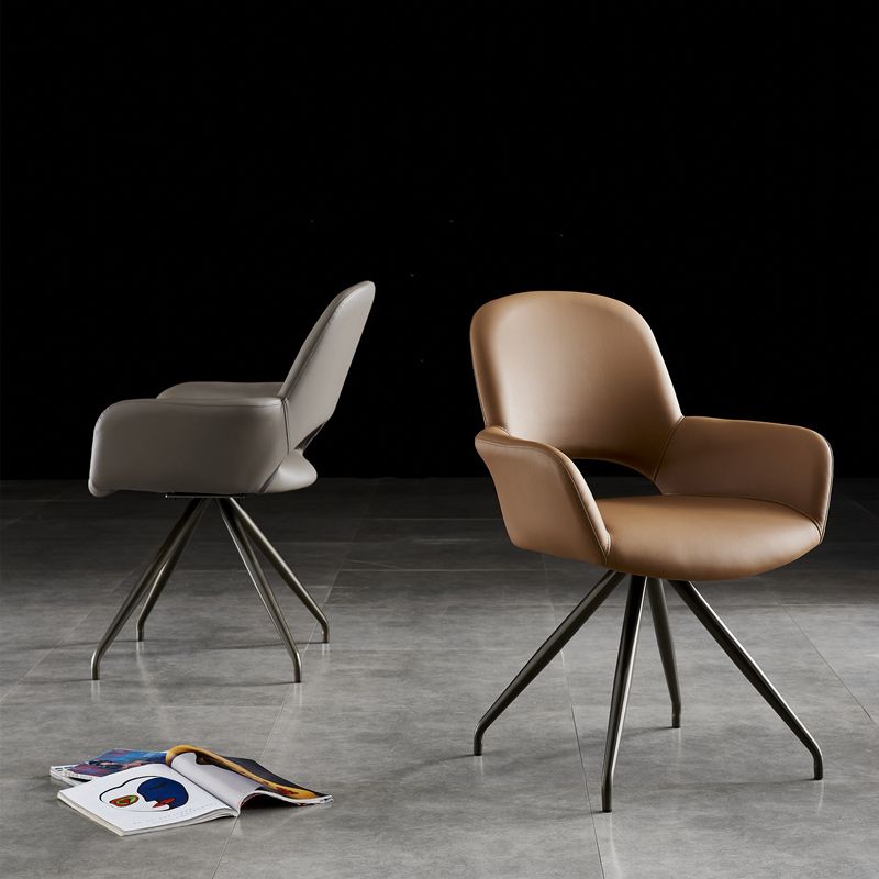 El cuero del estilo minimalista que cena las sillas abre la silla lateral tapizada que cena con la parte posterior