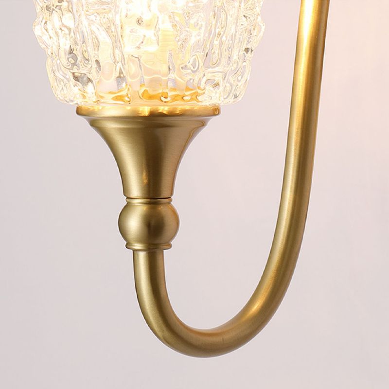 Modern Style Wall Lamp Copper Wall Mount Lamp with Glass Shade for Living Room