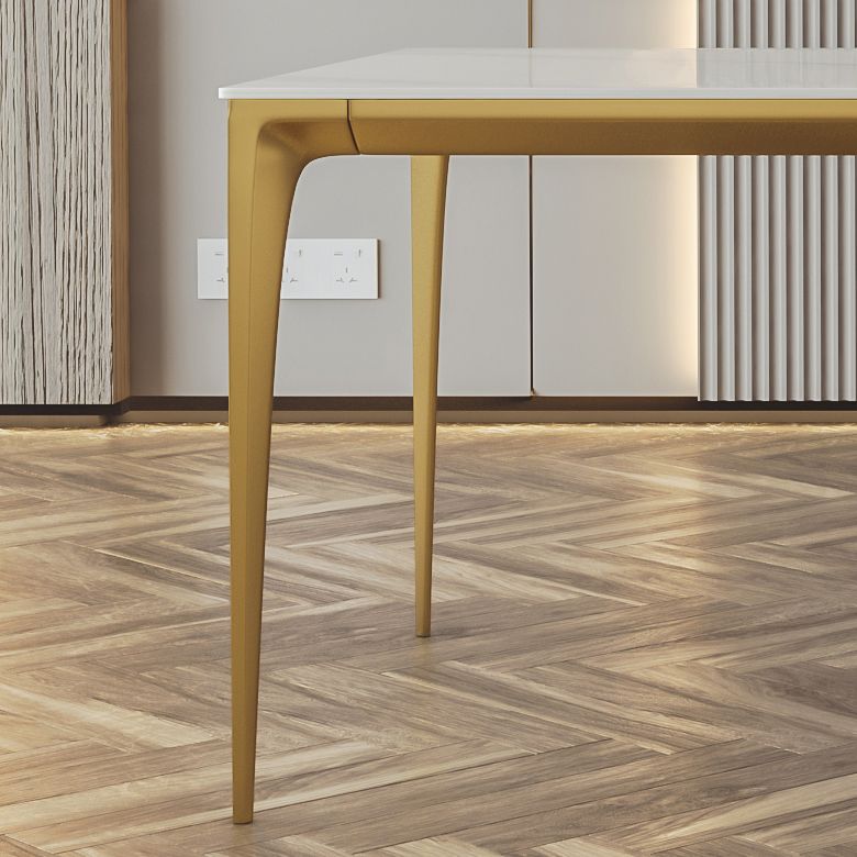 Mesa de comedor de piedra sinterizada Estilo de lujo 4 patas Mesa de rectángulo base para comedor