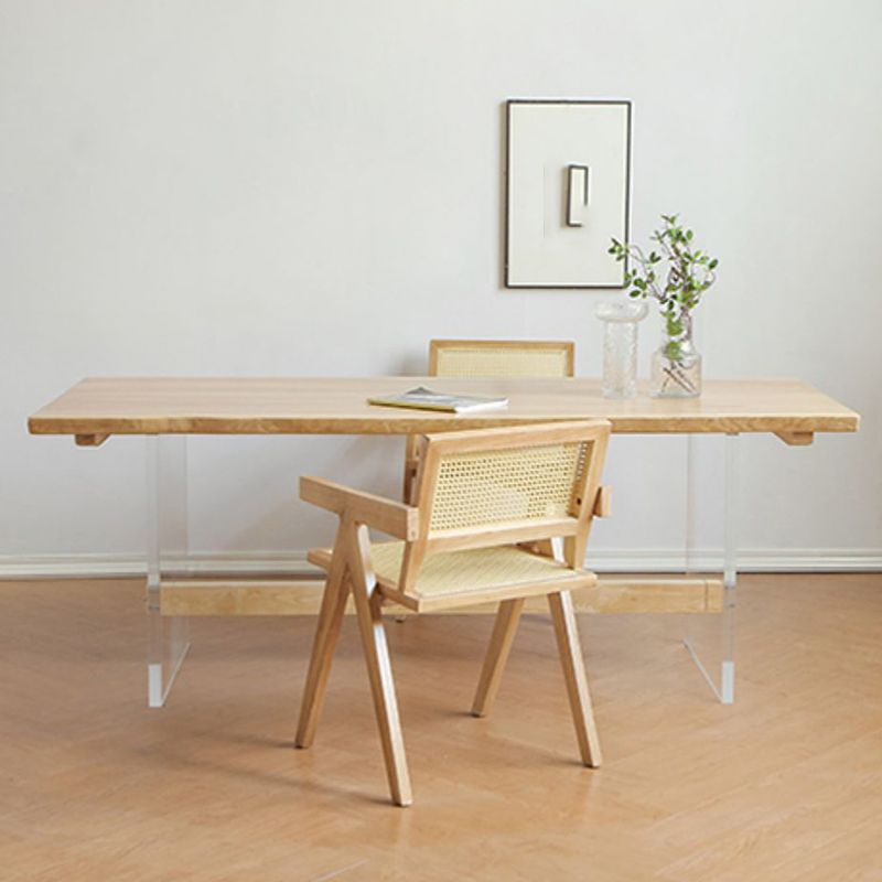 Rectangle Dining Table Contemporary Style Solid Wood Natural Dinner Table