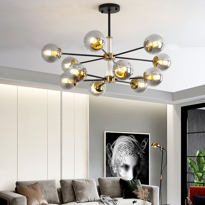 Nordic Globe Chandelier Clear Glass Multi Light Hanging Light for Bedroom
