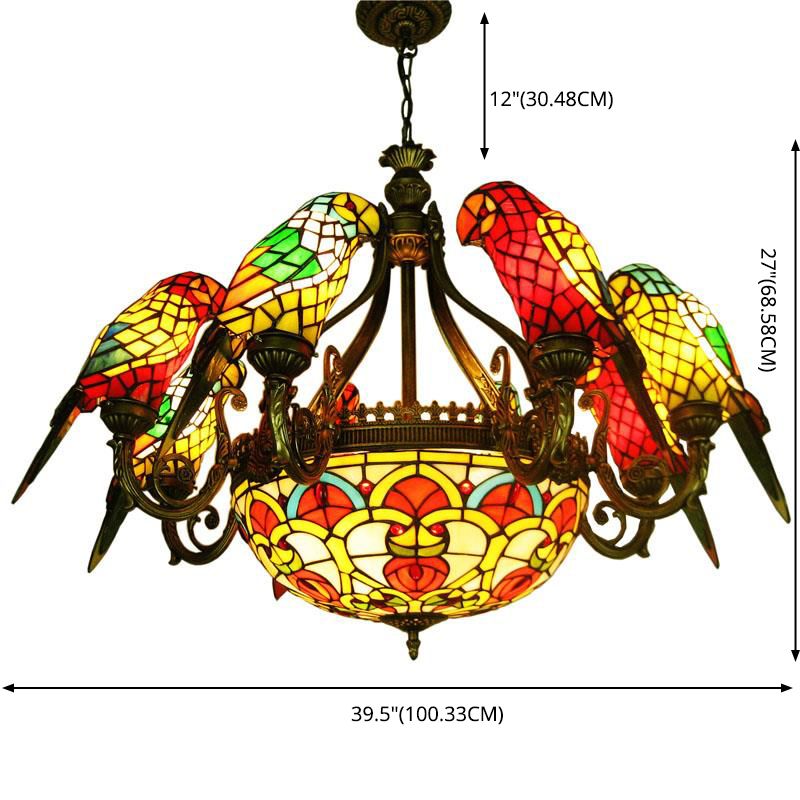 Tiffany Luxury Spoutnik Pendant Light Light Wroyd Fer Indor suspendu lampe avec une teinte en verre colorée