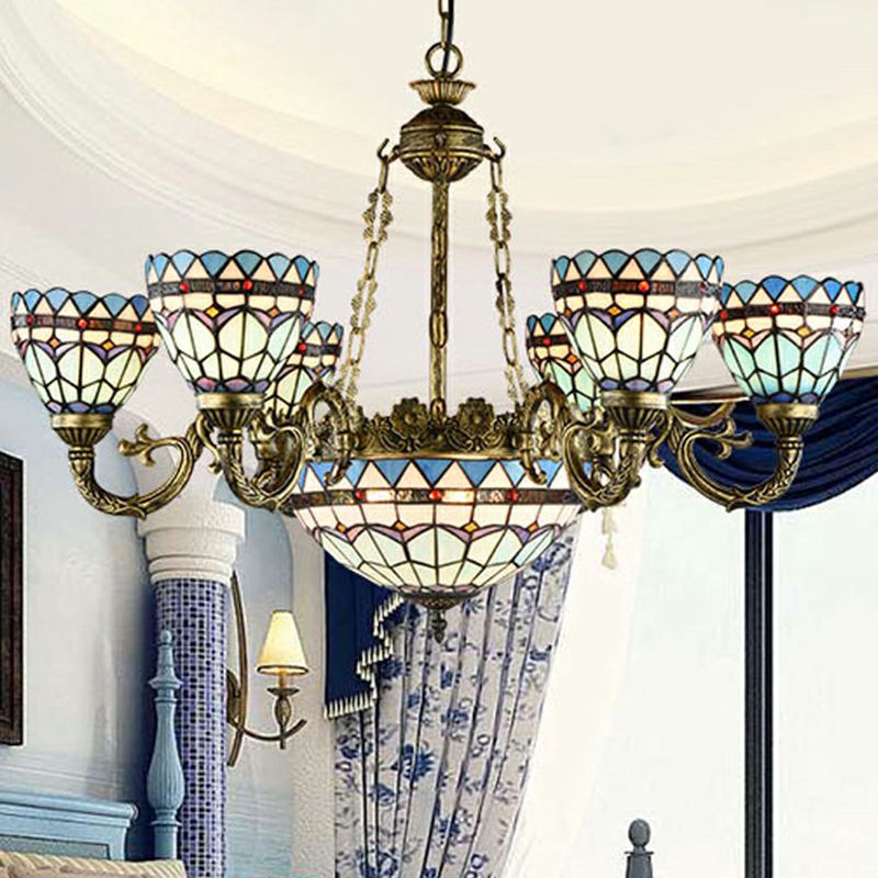 Chandelier finale en bronze Classic Classic Filor à vitraux artisanaux Light Plafond pour salle à manger