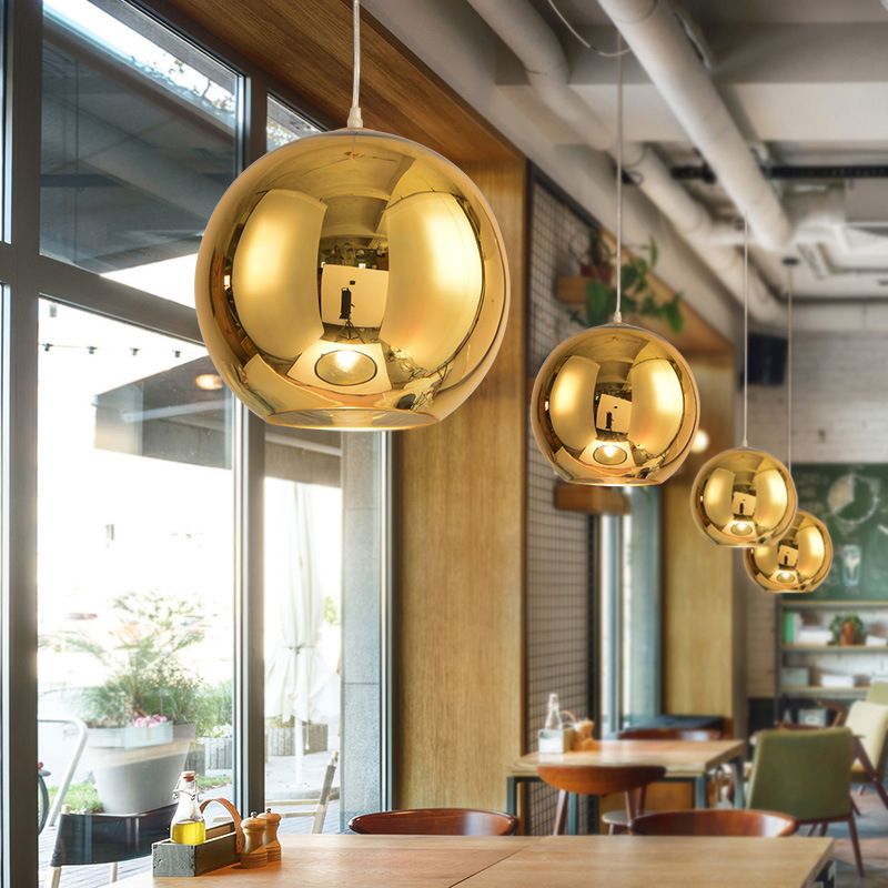 Bulbe simple de style moderne suspendu léger miroir à miroir en verre pendant à la teinte pour salle à manger de chambre à coucher