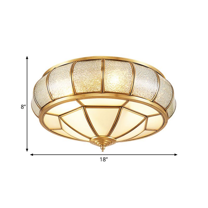 Kreis Flush Mount Tradition Wasserglas Messing 3/4/6 Bulbs Deckenleuchte für Hallway, 14 "/18" /23.5 " Breite