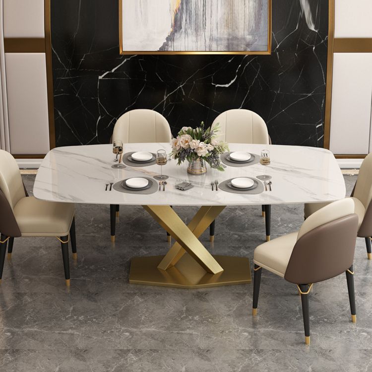 Luxury Sintered Stone Top Dining Set Rectangle 1/4/5/6/7 Pieces Dining Table with Chairs