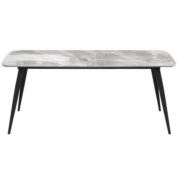 Rectangle Grey Tone Dining Table Sintered Stone Table Simplicity with 4 Legs