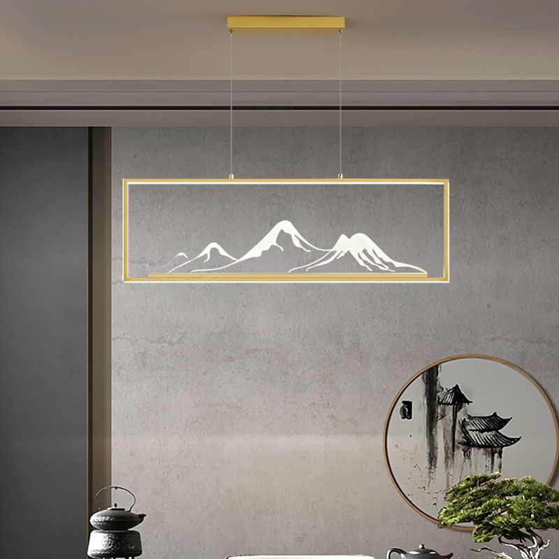 Geometrische Inselleuchte moderne Teelauminselbeleuchtung mit Acrylschatten