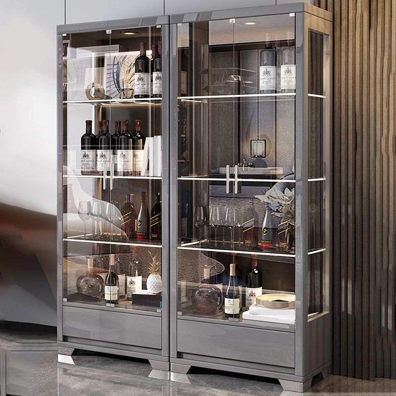 Modern Wood Curio Cabinet Glass Doors Storage Cabinet for Living Room