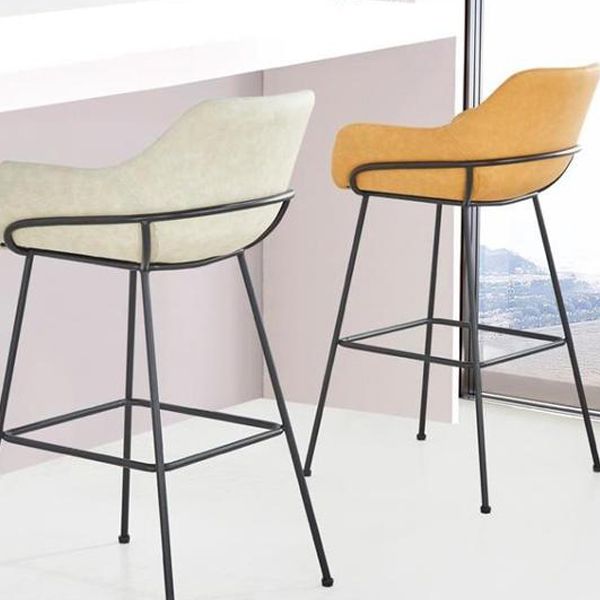 Scandinavian Faux Leather Upholstered Counter Stool with 4 Legs in Matte Finish for Home
