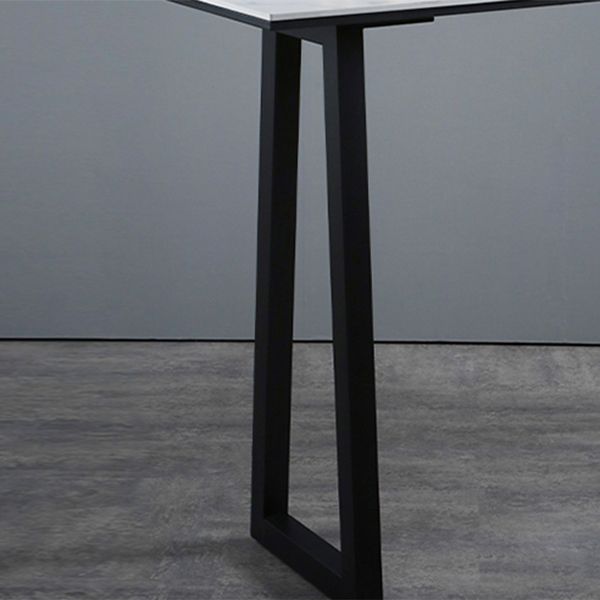 Industrial Rectangle Indoor Bar Dining Table White Stone Bistro Table Fixed Table