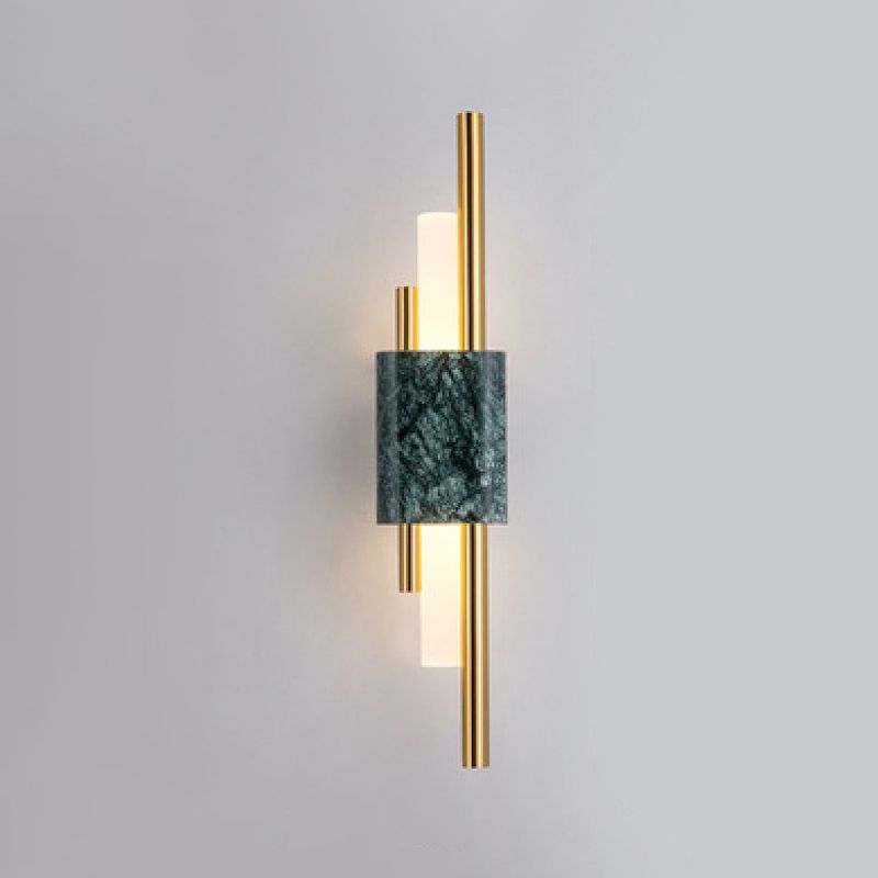 Modern Stone Wall Sconce Cylinder Shape Wall Light with Acrylic Shade for Living Room