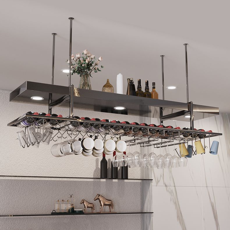 Modern Hanging Wine Rack Metal Wine Bottle & Glass Rack for Dining Room