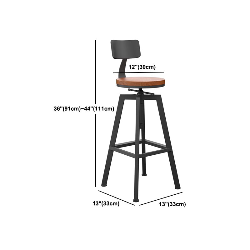 Adjustable Armless Height Stool Industrial Counter Stools with Black Base