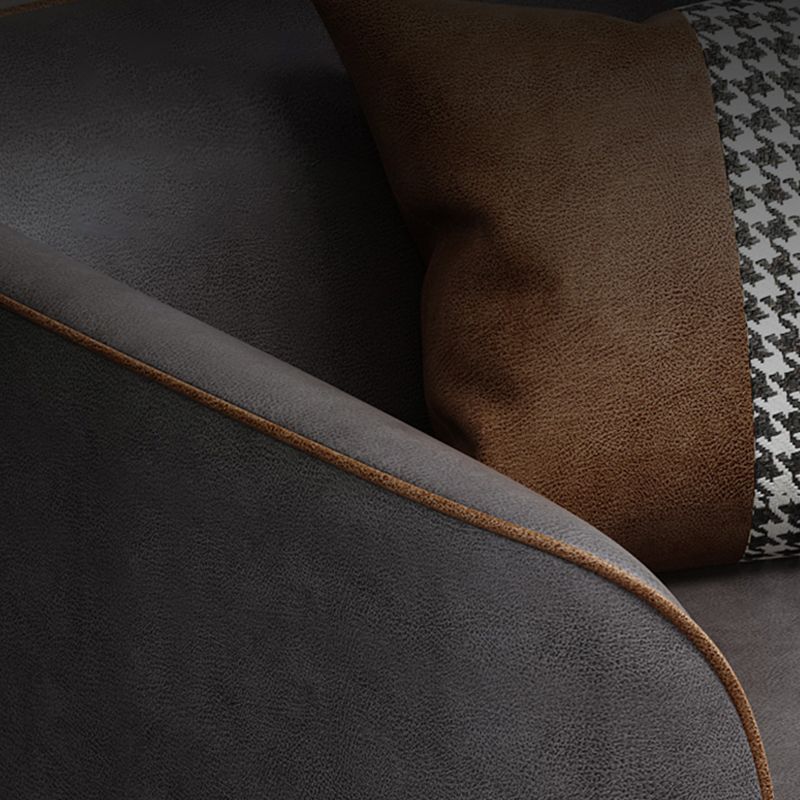 Modern Faux Leather Standard Sofa Tuxedo Arm Living Room Sofa