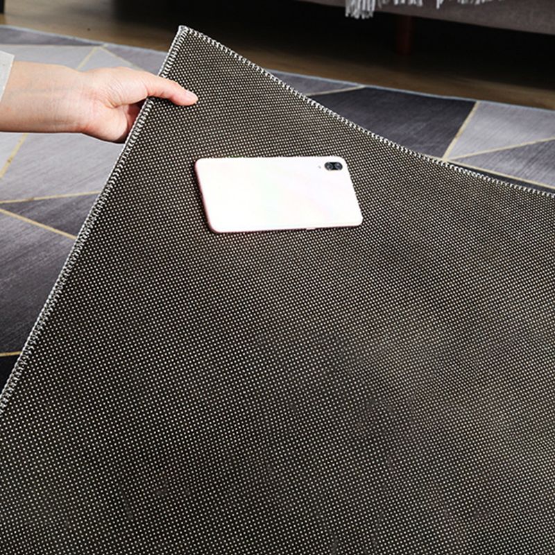 Grey Simplicity Rug Polyester Geometric Rug Washable Rug for Home Decor