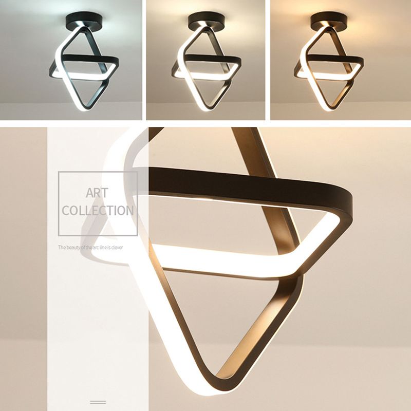 Geometrische semi -flush mount light moderne eenvoud aluminium plafond verlichtingsarmaturen voor slaapkamer