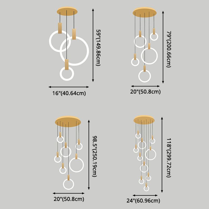 Luce appesa a LED in oro in alluminio in moderno luce a filo in ferro battuto in ferro battuto con tonalità acrilica