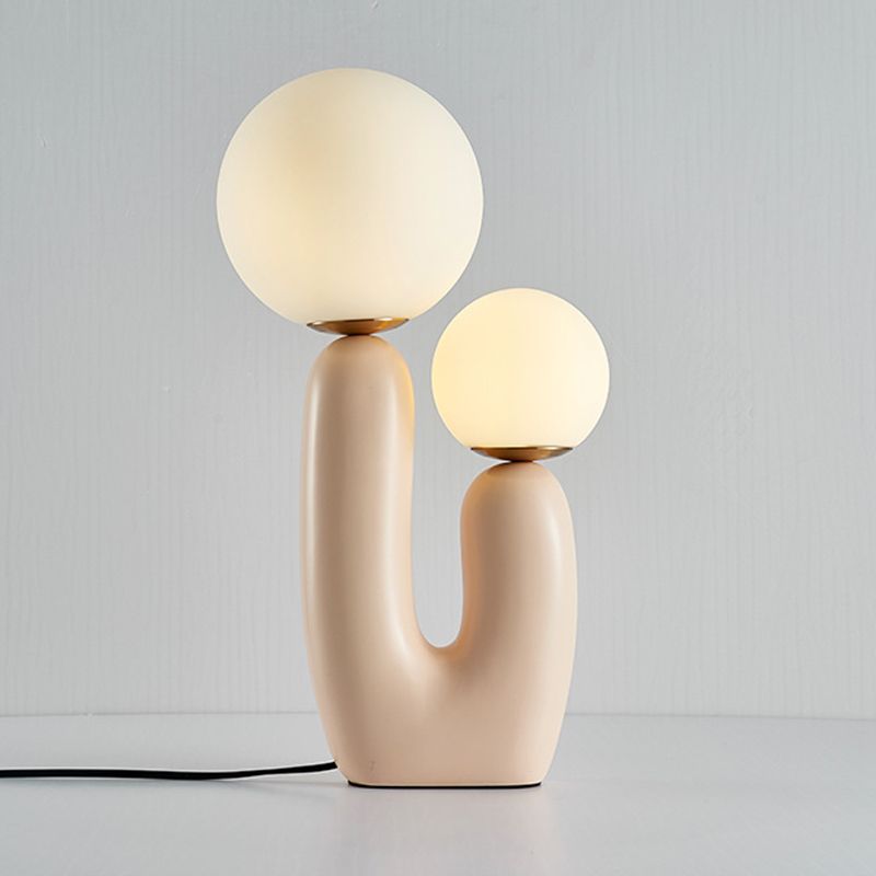 Cactus comodino tavolo luce resina 2 lampadina in stile nordico lampada da notte con sfera di vetro in vetro
