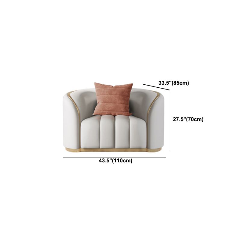 Contemporary Leather Sofa Tight Back Tuxedo Arm Sofa for Living Room