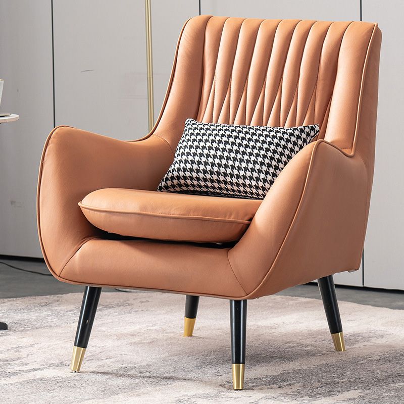 Modern Faux Leather 31.5"Wide Armchair with Basic Four Legs for Bedroom