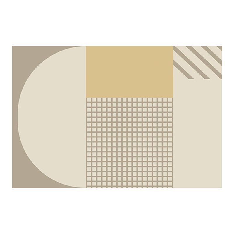 Beige Abstract Line Rug Polyester Simple Rug Washable Rug for Living Room