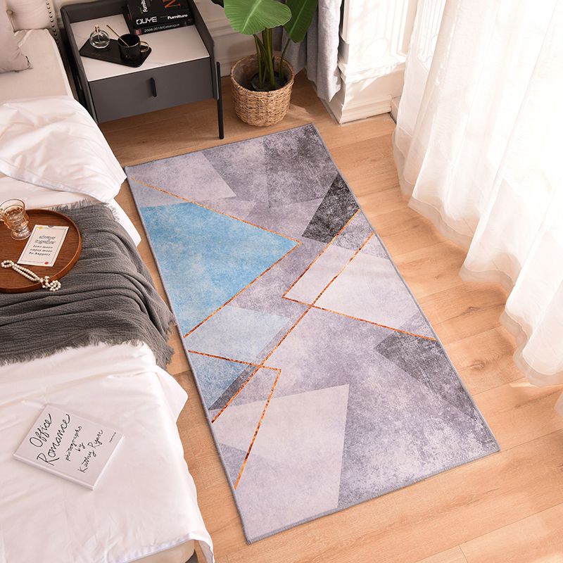 Grijs modern tapijt polyester geometrisch patroon tapijt vlek resistent gebied tapijt voor slaapkamer