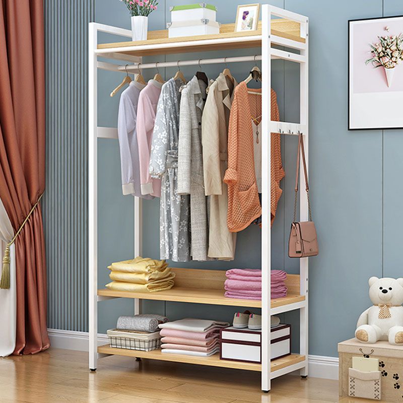 Modern Style Coat Rack Metal Frame Multi-layer Shelve Design Free Standing Coat Rack
