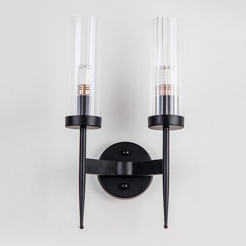 Half Cylinder Shape Glass Wall Lighting Modern Style Multi Lights Wall Mounted Light