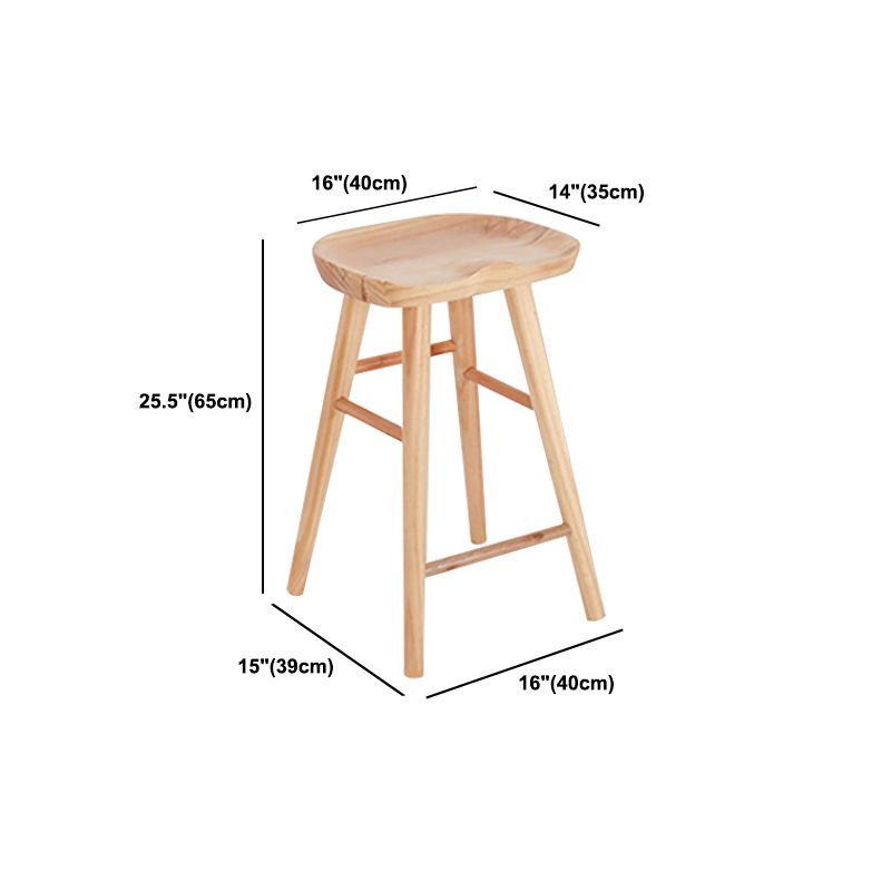 Saddle Seat Footrest Counter Chair Modern Backless Counter Stools in Natural