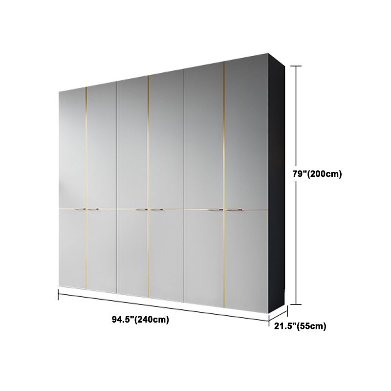 Contemporary Style Wardrobe Gray Colour Wooden Wardrobe Closet With Shelves