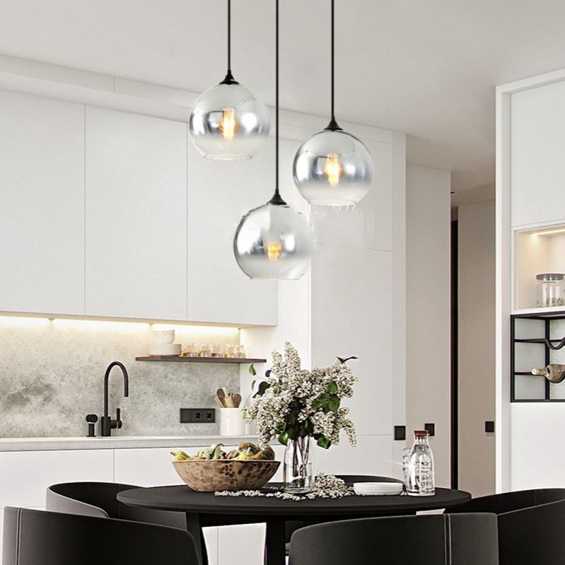 Estilo moderno de forma esférica iluminación colgante de vidrio 1 luz colgante de luz para restaurante