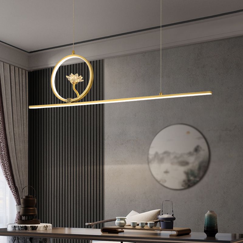 Luminaires de l'île linéaire Métalme moderne 2- Éclairage de l'île à thé léger