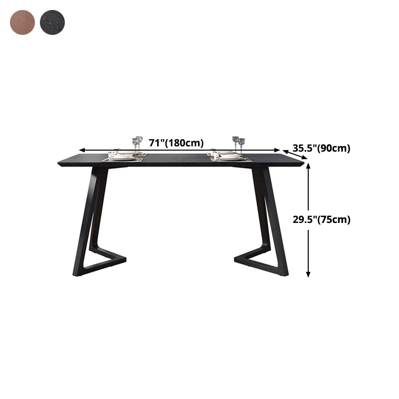 Industriële rechthoek eettafel As vaste houten tafel met dubbele voetstukbasis